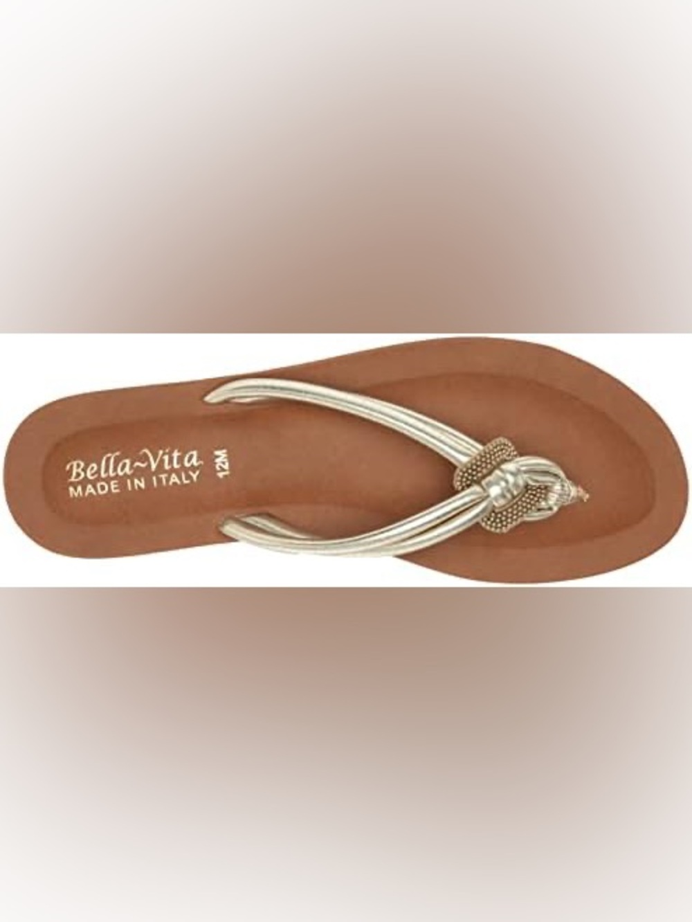 Bella Vita Zev Italy Champagne Gold Metallic Knot Thong Sandals Size 10M